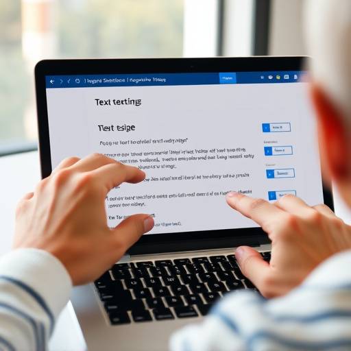 Een gebruiker die de tekstgrootte op een website aanpast via de browserinstellingen, met de nadruk op aanpasbaarheid.