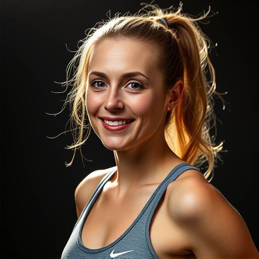 Portret van Clara Jansen, een bewegingsdocent met een atletische uitstraling.