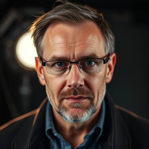 Portret van David Verhoeven, een regisseur en dramaturge met een scherpe blik.